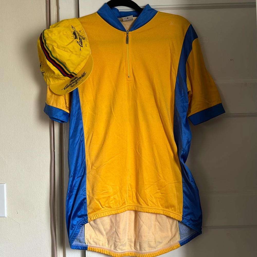 Vintage Santini cycling jersey 6 and Campagnolo hat as seen on “Breaking Away”